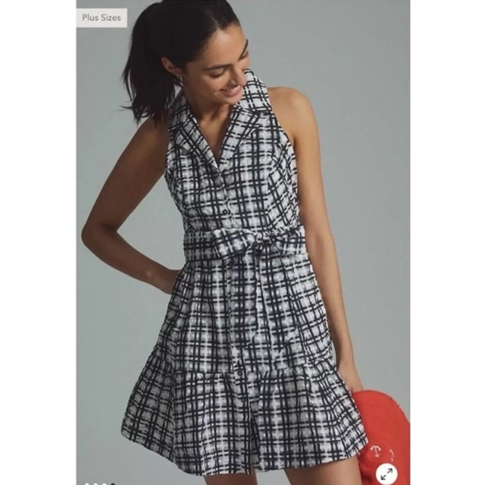 Anthropologie Maeve Plaid Mini Shirt Dress Size 8